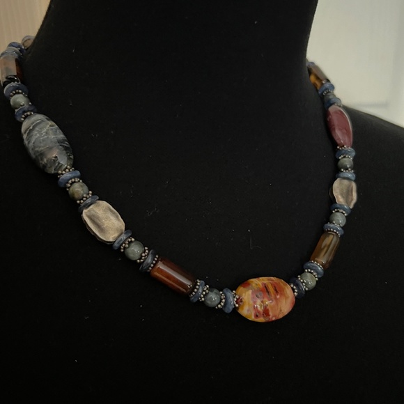 Curated Jewelry Set #32 - Necklace, Bracelet, Earrings (Blue/Silver/Multicolor) - Picture 3 of 8